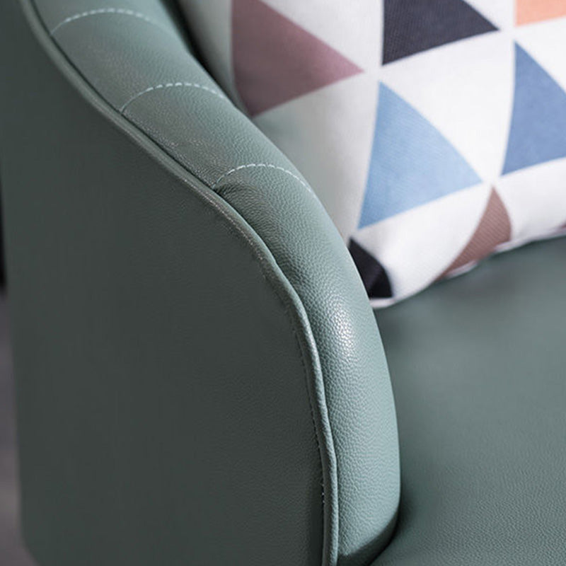 Faux Leather 24.8"Wide Sloped Arms Solid Color Barrel Chair with Basic Four Legs Clearhalo 'Accent Chairs' 'accent_chairs' 'Chairs & Seating' 'furn' 'furn_accent_chairs' 'Furniture' 'furniture_accent_chairs' 'Living Room Furniture' 4972268