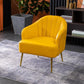 Faux Leather 24.8"Wide Sloped Arms Solid Color Barrel Chair with Basic Four Legs Yellow Clearhalo 'Accent Chairs' 'accent_chairs' 'Chairs & Seating' 'furn' 'furn_accent_chairs' 'Furniture' 'furniture_accent_chairs' 'Living Room Furniture' 4972269