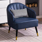 Faux Leather 24.8"Wide Sloped Arms Solid Color Barrel Chair with Basic Four Legs Dark Blue Clearhalo 'Accent Chairs' 'accent_chairs' 'Chairs & Seating' 'furn' 'furn_accent_chairs' 'Furniture' 'furniture_accent_chairs' 'Living Room Furniture' 4972271