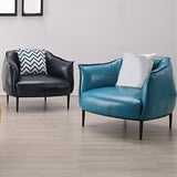 Faux Leather Solid Color Barrel Chair with Basic Four Leg for Bedroom Clearhalo 'Accent Chairs' 'accent_chairs' 'Chairs & Seating' 'furn' 'furn_accent_chairs' 'Furniture' 'furniture_accent_chairs' 'Living Room Furniture' 4972279