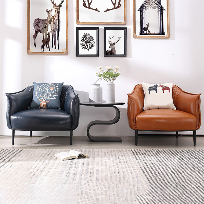 Faux Leather Solid Color Barrel Chair with Basic Four Leg for Bedroom Clearhalo 'Accent Chairs' 'accent_chairs' 'Chairs & Seating' 'furn' 'furn_accent_chairs' 'Furniture' 'furniture_accent_chairs' 'Living Room Furniture' 4972281