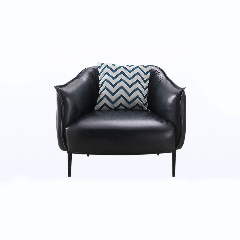 Faux Leather Solid Color Barrel Chair with Basic Four Leg for Bedroom Dark Gray Clearhalo 'Accent Chairs' 'accent_chairs' 'Chairs & Seating' 'furn' 'furn_accent_chairs' 'Furniture' 'furniture_accent_chairs' 'Living Room Furniture' 4972284