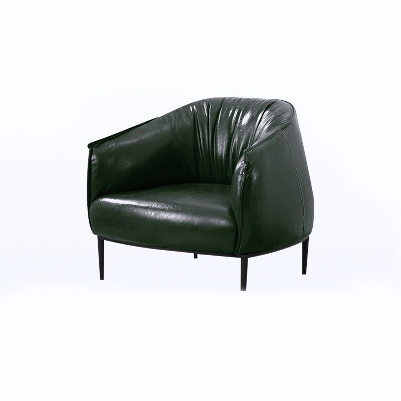 Faux Leather Solid Color Barrel Chair with Basic Four Leg for Bedroom Green Clearhalo 'Accent Chairs' 'accent_chairs' 'Chairs & Seating' 'furn' 'furn_accent_chairs' 'Furniture' 'furniture_accent_chairs' 'Living Room Furniture' 4972285