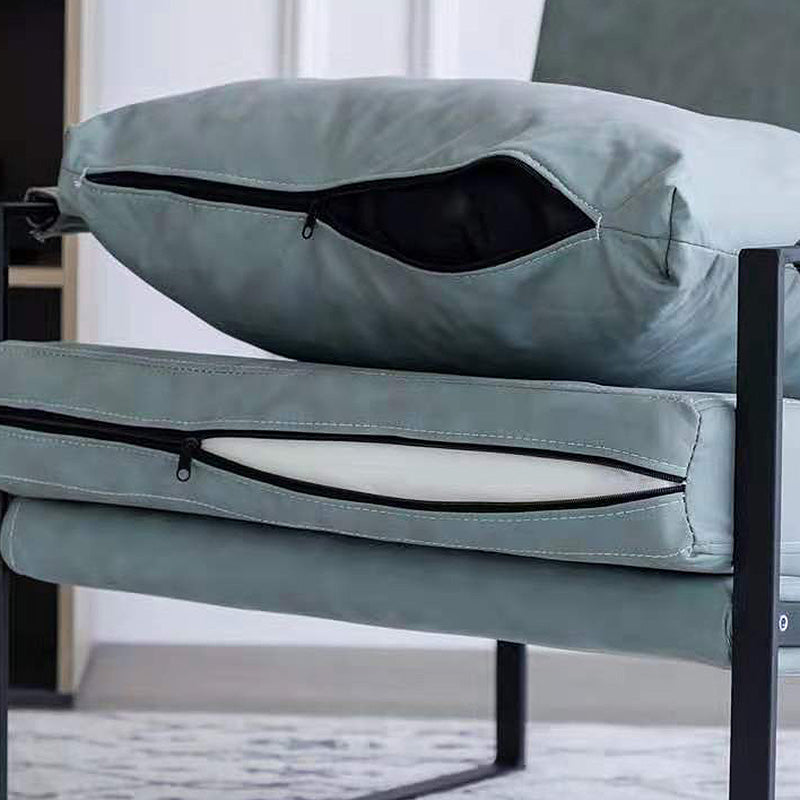 Square Arms Sled Based Faux Leather Arm Chair with Pillow Back Clearhalo 'Accent Chairs' 'accent_chairs' 'Chairs & Seating' 'Furniture' 'furniture_accent_chairs' 'Living Room Furniture' 4972301