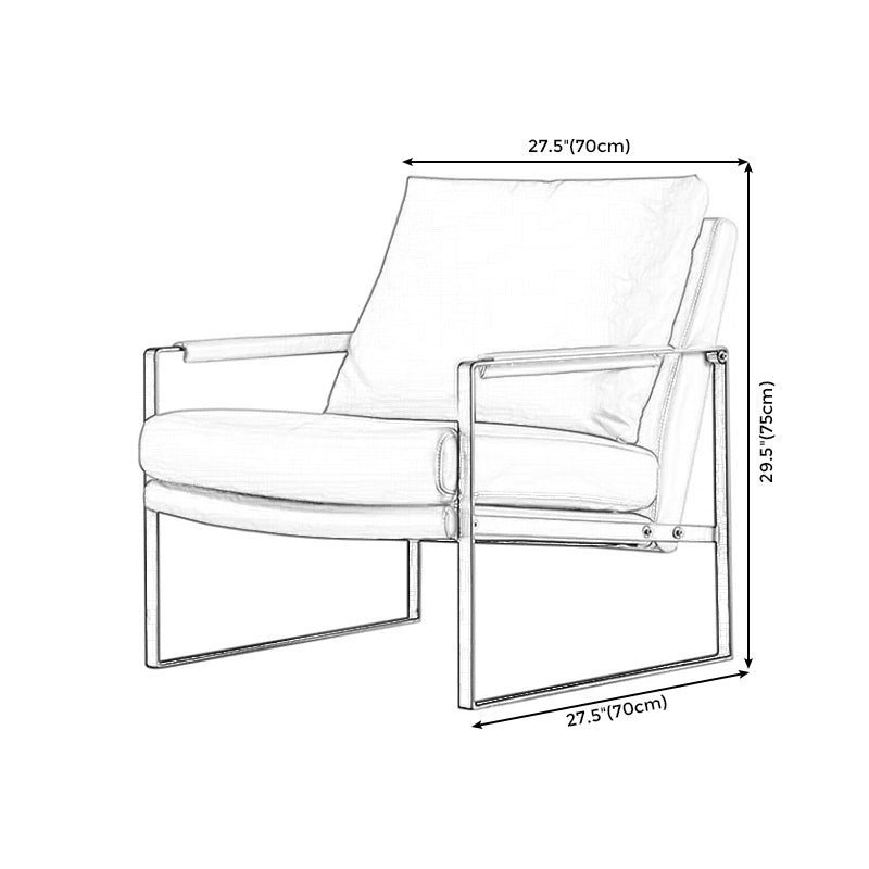 Square Arms Sled Based Faux Leather Arm Chair with Pillow Back Clearhalo 'Accent Chairs' 'accent_chairs' 'Chairs & Seating' 'Furniture' 'furniture_accent_chairs' 'Living Room Furniture' 4972302