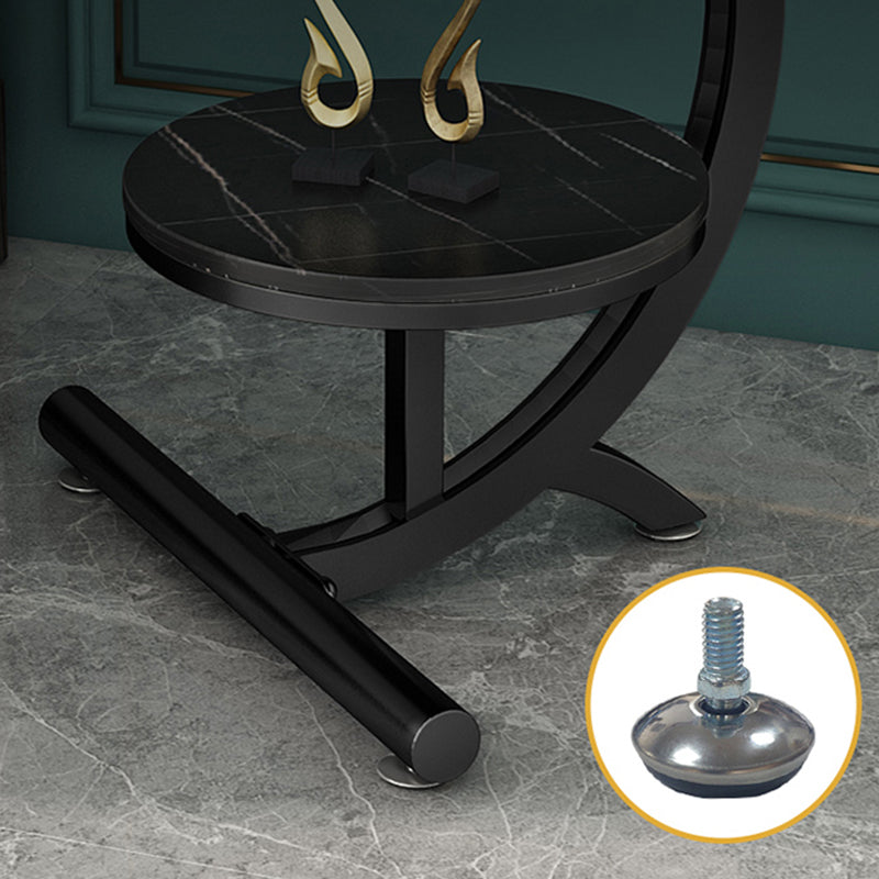 Pedestal End Table Contemporary Style 23.62" Faux Marble/ Stone Top Side Table with Shelf Clearhalo 'Coffee & Accent Tables' 'End & Side Tables' 'end_side_table' 'end_side_tables' 'furn' 'furn_end_side_tables' 'Furniture' 'furniture_end_side_table' 'Living Room Furniture' 4972312
