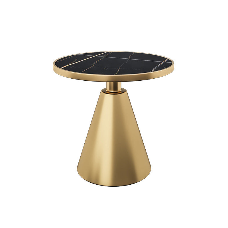 Modern Sintered Stone Top End Table 24" Tall Pedestal End Table 19.7"L x 19.7"W x 23.5"H Gold Black Gold Clearhalo 'Coffee & Accent Tables' 'End & Side Tables' 'end_side_table' 'end_side_tables' 'furn' 'furn_end_side_tables' 'Furniture' 'furniture_end_side_table' 'Living Room Furniture' 4972335