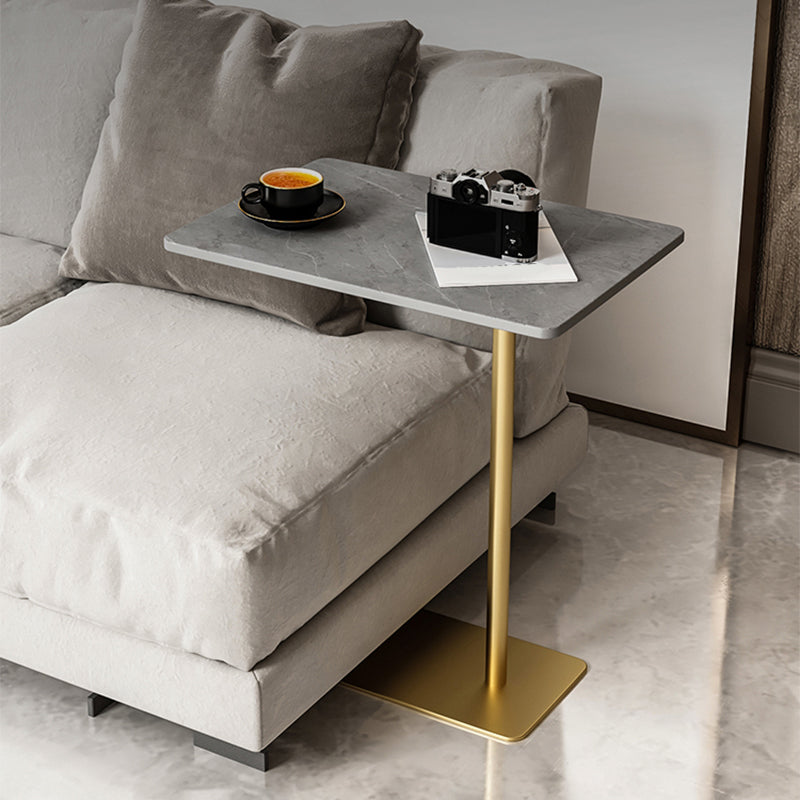 Rectangular Pedestal Stone Side Table 18.9" W x 12.99" D End Table 19"L x 13"W x 22"H Gold Gray Clearhalo 'Coffee & Accent Tables' 'End & Side Tables' 'end_side_table' 'end_side_tables' 'furn' 'furn_end_side_tables' 'Furniture' 'furniture_end_side_table' 'Living Room Furniture' 4972351