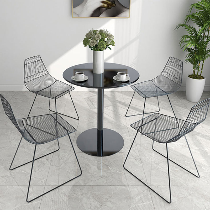 Round Metallic Side Table Contemporary Pedestal Side End Table Black Clearhalo 'Coffee & Accent Tables' 'End & Side Tables' 'end_side_table' 'Furniture' 'furniture_end_side_table' 'Living Room Furniture' 4972364