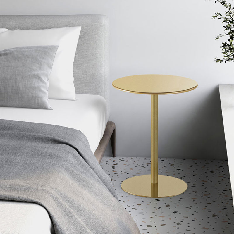 Round Metallic Side Table Contemporary Pedestal Side End Table Gold Clearhalo 'Coffee & Accent Tables' 'End & Side Tables' 'end_side_table' 'Furniture' 'furniture_end_side_table' 'Living Room Furniture' 4972373