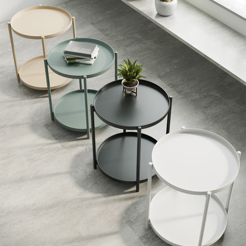 Nordic Round Metal Storage End Table 16.54" x 16.54" x 20.47" Sofa Side Table Clearhalo 'Coffee & Accent Tables' 'End & Side Tables' 'end_side_table' 'Furniture' 'furniture_end_side_table' 'Living Room Furniture' 4972384