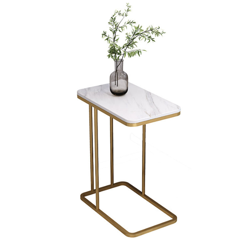 Mid-Century Modern Stone End Table 23.62" H Rectangular Frame Side Table Clearhalo 'Coffee & Accent Tables' 'End & Side Tables' 'end_side_table' 'end_side_tables' 'furn' 'furn_end_side_tables' 'Furniture' 'furniture_end_side_table' 'Living Room Furniture' 4972409