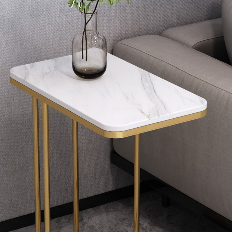 Mid-Century Modern Stone End Table 23.62" H Rectangular Frame Side Table Clearhalo 'Coffee & Accent Tables' 'End & Side Tables' 'end_side_table' 'end_side_tables' 'furn' 'furn_end_side_tables' 'Furniture' 'furniture_end_side_table' 'Living Room Furniture' 4972417