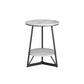 Modern Style Round Sintered Stone Top Gold/Black Metal Base Side Table Black White Clearhalo 'Coffee & Accent Tables' 'End & Side Tables' 'end_side_table' 'end_side_tables' 'furn' 'furn_end_side_tables' 'Furniture' 'furniture_end_side_table' 'Living Room Furniture' 4972424