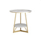 Modern Style Round Sintered Stone Top Gold/Black Metal Base Side Table 23.6"L x 23.6"W x 23.6"H Gold White Clearhalo 'Coffee & Accent Tables' 'End & Side Tables' 'end_side_table' 'end_side_tables' 'furn' 'furn_end_side_tables' 'Furniture' 'furniture_end_side_table' 'Living Room Furniture' 4972427