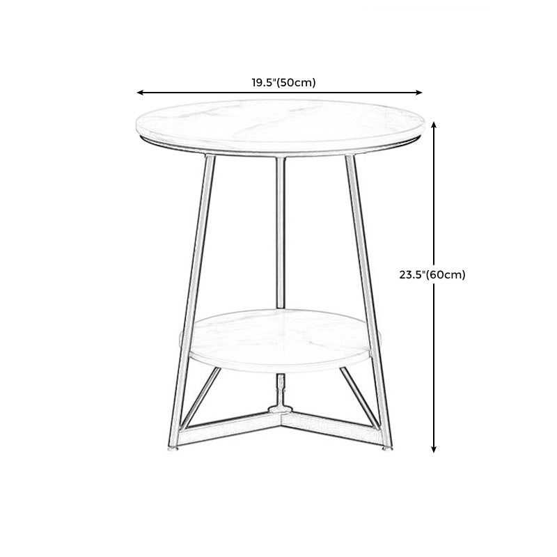 Modern Style Round Sintered Stone Top Gold/Black Metal Base Side Table Clearhalo 'Coffee & Accent Tables' 'End & Side Tables' 'end_side_table' 'end_side_tables' 'furn' 'furn_end_side_tables' 'Furniture' 'furniture_end_side_table' 'Living Room Furniture' 4972428