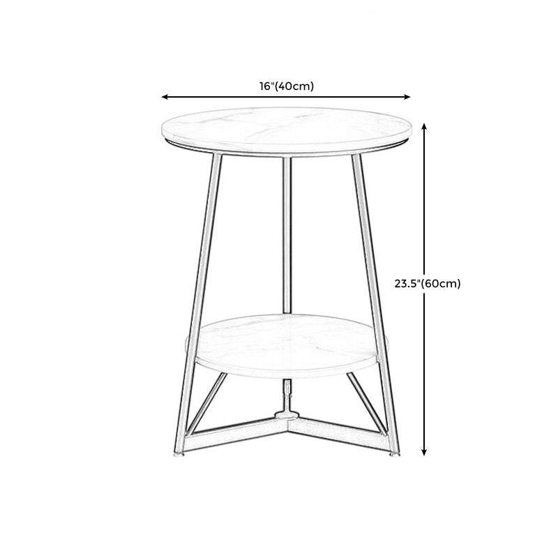 Modern Style Round Sintered Stone Top Gold/Black Metal Base Side Table Clearhalo 'Coffee & Accent Tables' 'End & Side Tables' 'end_side_table' 'end_side_tables' 'furn' 'furn_end_side_tables' 'Furniture' 'furniture_end_side_table' 'Living Room Furniture' 4972429