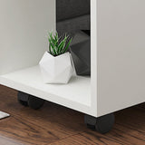 Wood Rectangular Side Table Modern Side End Table with Shelves for Living Room