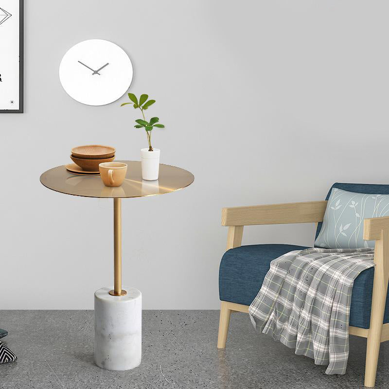 Round Pedestal Side Table Contemporary Mental Top End Table for Living Room Clearhalo 'Coffee & Accent Tables' 'End & Side Tables' 'end_side_table' 'end_side_tables' 'furn' 'furn_end_side_tables' 'Furniture' 'furniture_end_side_table' 'Living Room Furniture' 4972444