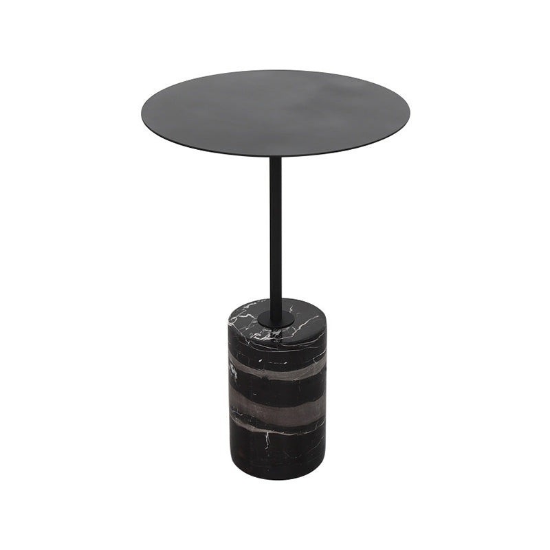 Round Pedestal Side Table Contemporary Mental Top End Table for Living Room Black Black Clearhalo 'Coffee & Accent Tables' 'End & Side Tables' 'end_side_table' 'end_side_tables' 'furn' 'furn_end_side_tables' 'Furniture' 'furniture_end_side_table' 'Living Room Furniture' 4972445