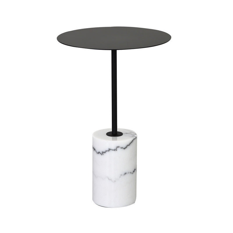 Round Pedestal Side Table Contemporary Mental Top End Table for Living Room White Black Clearhalo 'Coffee & Accent Tables' 'End & Side Tables' 'end_side_table' 'end_side_tables' 'furn' 'furn_end_side_tables' 'Furniture' 'furniture_end_side_table' 'Living Room Furniture' 4972447