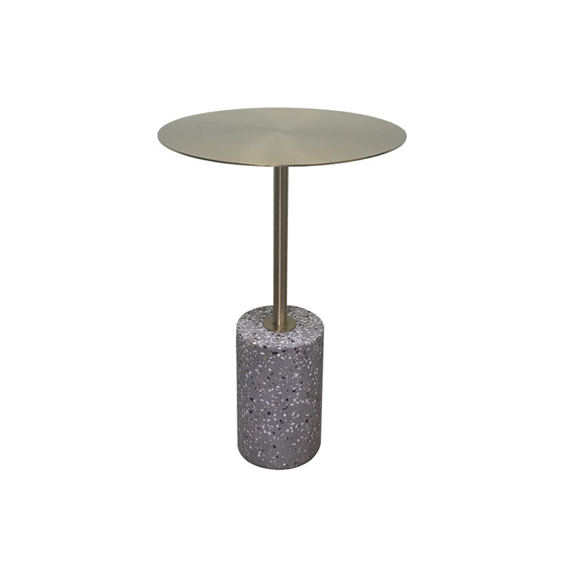 Round Pedestal Side Table Contemporary Mental Top End Table for Living Room Light Grey Brown Clearhalo 'Coffee & Accent Tables' 'End & Side Tables' 'end_side_table' 'end_side_tables' 'furn' 'furn_end_side_tables' 'Furniture' 'furniture_end_side_table' 'Living Room Furniture' 4972451