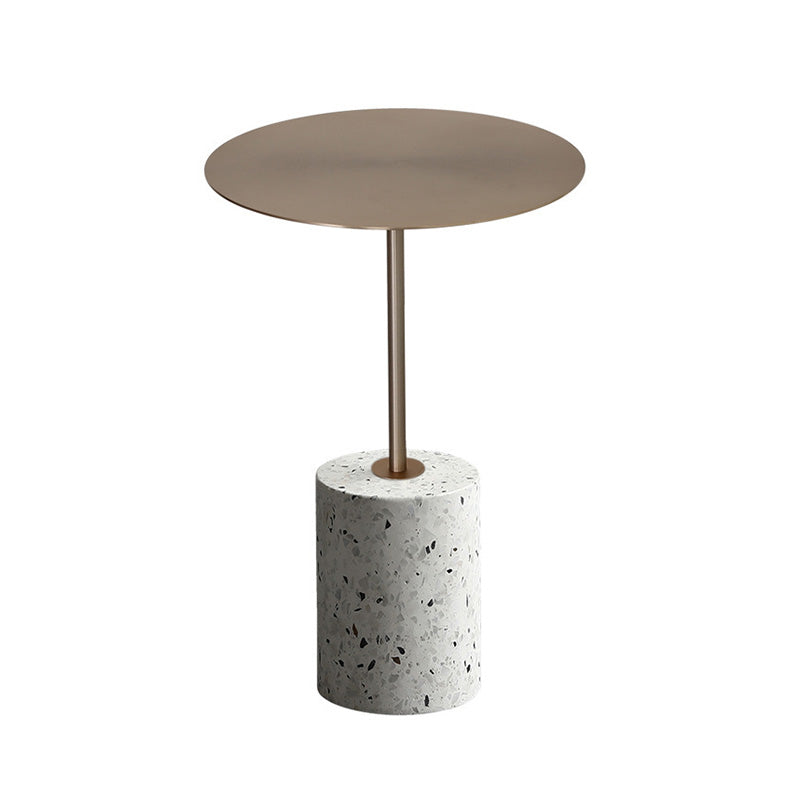 Round Pedestal Side Table Contemporary Mental Top End Table for Living Room White Cream Brown Clearhalo 'Coffee & Accent Tables' 'End & Side Tables' 'end_side_table' 'end_side_tables' 'furn' 'furn_end_side_tables' 'Furniture' 'furniture_end_side_table' 'Living Room Furniture' 4972455