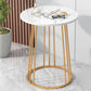 Mid-Century Modern Wooden Round Top End Table Abstract Metal Frame Sofa Side Table Gold White Clearhalo 'Coffee & Accent Tables' 'End & Side Tables' 'end_side_table' 'end_side_tables' 'furn' 'furn_end_side_tables' 'Furniture' 'furniture_end_side_table' 'Living Room Furniture' 4972459