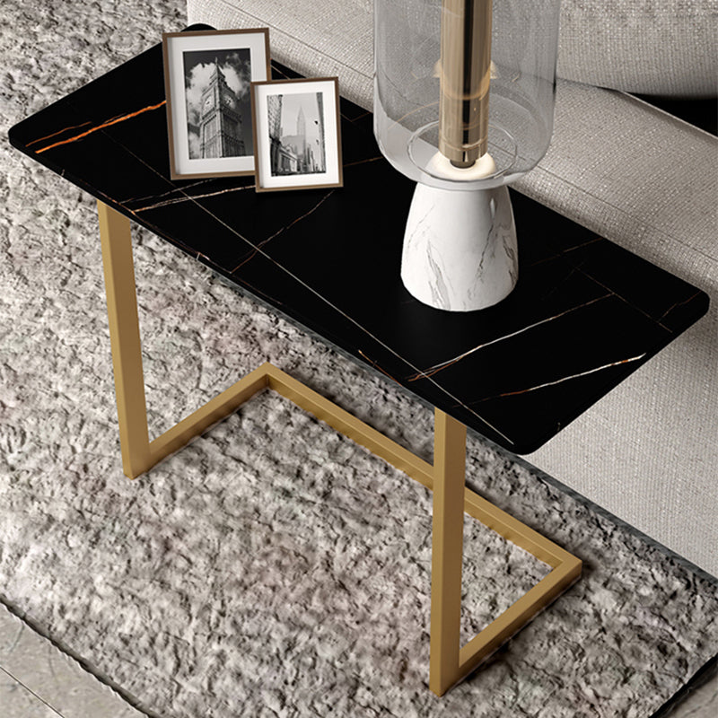 Retangular Side Table 55" Tall Iron C Side End Table in White/Black/Grey Gold Black Gold Clearhalo 'Coffee & Accent Tables' 'End & Side Tables' 'end_side_table' 'end_side_tables' 'furn' 'furn_end_side_tables' 'Furniture' 'furniture_end_side_table' 'Living Room Furniture' 4972519