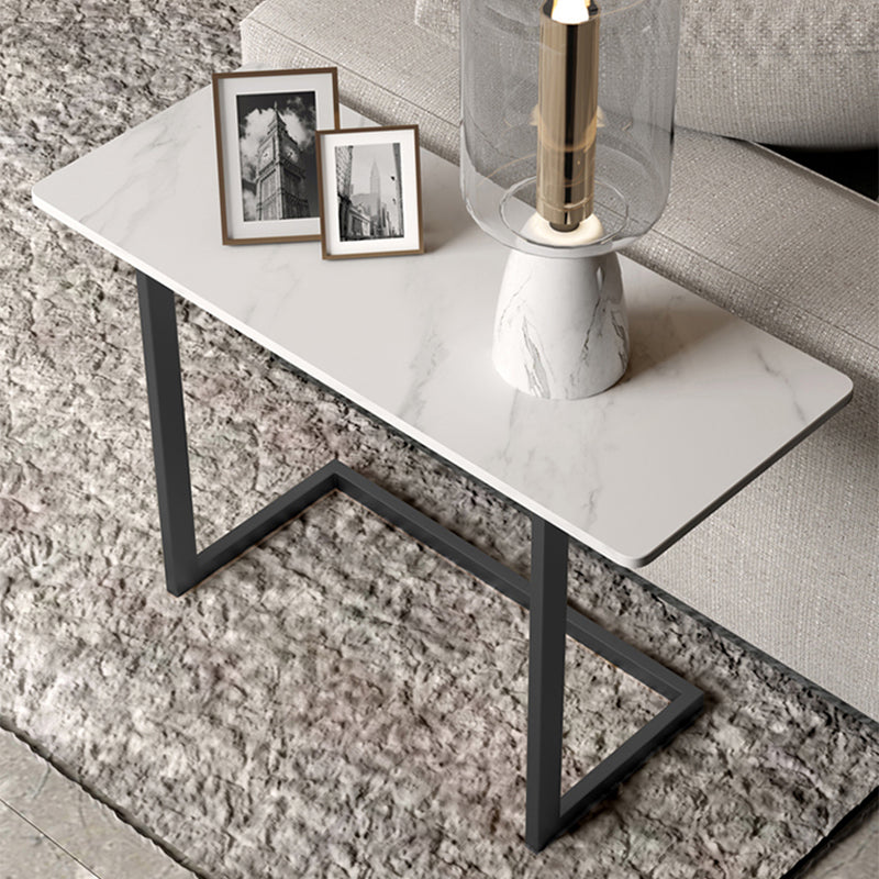Retangular Side Table 55" Tall Iron C Side End Table in White/Black/Grey Black White Clearhalo 'Coffee & Accent Tables' 'End & Side Tables' 'end_side_table' 'end_side_tables' 'furn' 'furn_end_side_tables' 'Furniture' 'furniture_end_side_table' 'Living Room Furniture' 4972520