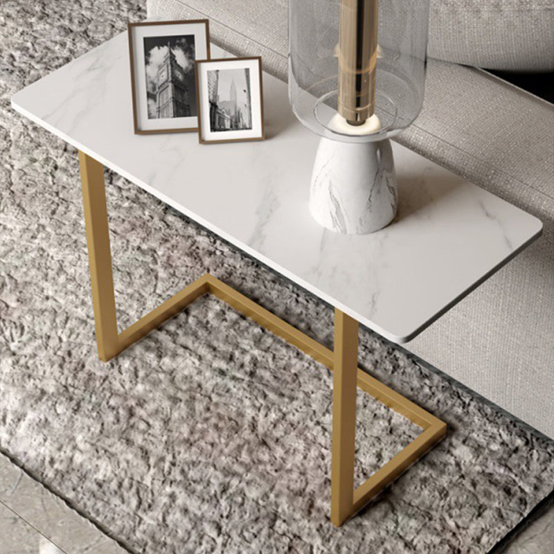 Retangular Side Table 55" Tall Iron C Side End Table in White/Black/Grey Gold White Clearhalo 'Coffee & Accent Tables' 'End & Side Tables' 'end_side_table' 'end_side_tables' 'furn' 'furn_end_side_tables' 'Furniture' 'furniture_end_side_table' 'Living Room Furniture' 4972522