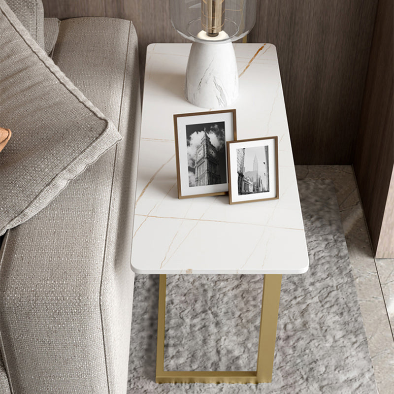 Retangular Side Table 55" Tall Iron C Side End Table in White/Black/Grey Gold White Gold Clearhalo 'Coffee & Accent Tables' 'End & Side Tables' 'end_side_table' 'end_side_tables' 'furn' 'furn_end_side_tables' 'Furniture' 'furniture_end_side_table' 'Living Room Furniture' 4972524