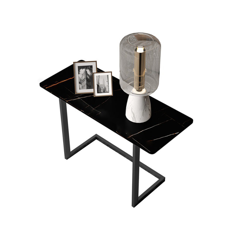 Retangular Side Table 55" Tall Iron C Side End Table in White/Black/Grey Black Black Gold Clearhalo 'Coffee & Accent Tables' 'End & Side Tables' 'end_side_table' 'end_side_tables' 'furn' 'furn_end_side_tables' 'Furniture' 'furniture_end_side_table' 'Living Room Furniture' 4972527