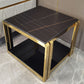 Modern Square Stone Top Side Table Stainless Steel Block End Snack Table Black Gold Clearhalo 'Coffee & Accent Tables' 'End & Side Tables' 'end_side_table' 'Furniture' 'furniture_end_side_table' 'Living Room Furniture' 4972534