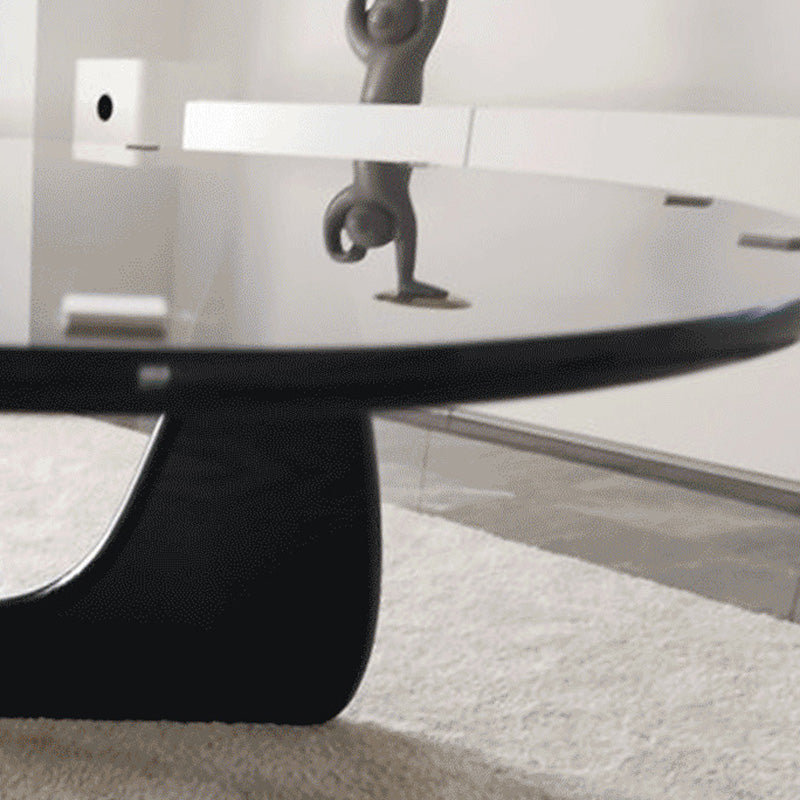 Abstract Base Design Wood/brown/black Solid Wood Tempered Glass Countertops Side Table Clearhalo 'Coffee & Accent Tables' 'End & Side Tables' 'end_side_table' 'end_side_tables' 'furn' 'furn_end_side_tables' 'Furniture' 'furniture_end_side_table' 'Living Room Furniture' 4972572