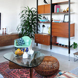 Abstract Base Design Wood/brown/black Solid Wood Tempered Glass Countertops Side Table Clearhalo 'Coffee & Accent Tables' 'End & Side Tables' 'end_side_table' 'end_side_tables' 'furn' 'furn_end_side_tables' 'Furniture' 'furniture_end_side_table' 'Living Room Furniture' 4972573