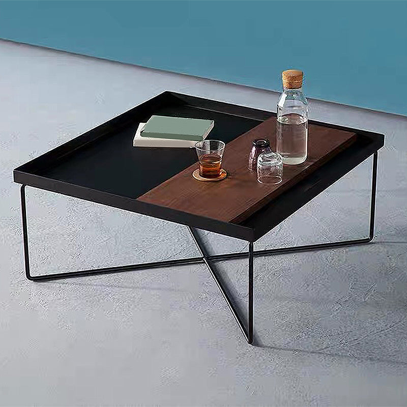 Modern Style Cross Table Base Wrought Iron Black Square & Rectangular Coffee Table 18"L x 18"W x 20"H Clearhalo 'Coffee & Accent Tables' 'Coffee Tables' 'coffee_tables' 'furn' 'furn_coffee_tables' 'Furniture' 'furniture_coffee_tables' 'Living Room Furniture' 4972617
