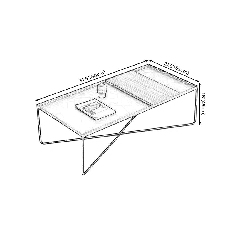 Modern Style Cross Table Base Wrought Iron Black Square & Rectangular Coffee Table Clearhalo 'Coffee & Accent Tables' 'Coffee Tables' 'coffee_tables' 'furn' 'furn_coffee_tables' 'Furniture' 'furniture_coffee_tables' 'Living Room Furniture' 4972636