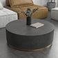 Drum Base Design Black/grey Faux Concrete Top Metal Base Round Coffee Table Clearhalo 'Coffee & Accent Tables' 'Coffee Tables' 'coffee_tables' 'furn' 'furn_coffee_tables' 'Furniture' 'Living Room Furniture' 4972639_f8a6e831-b878-4d52-b764-3fc6b53fdd3d