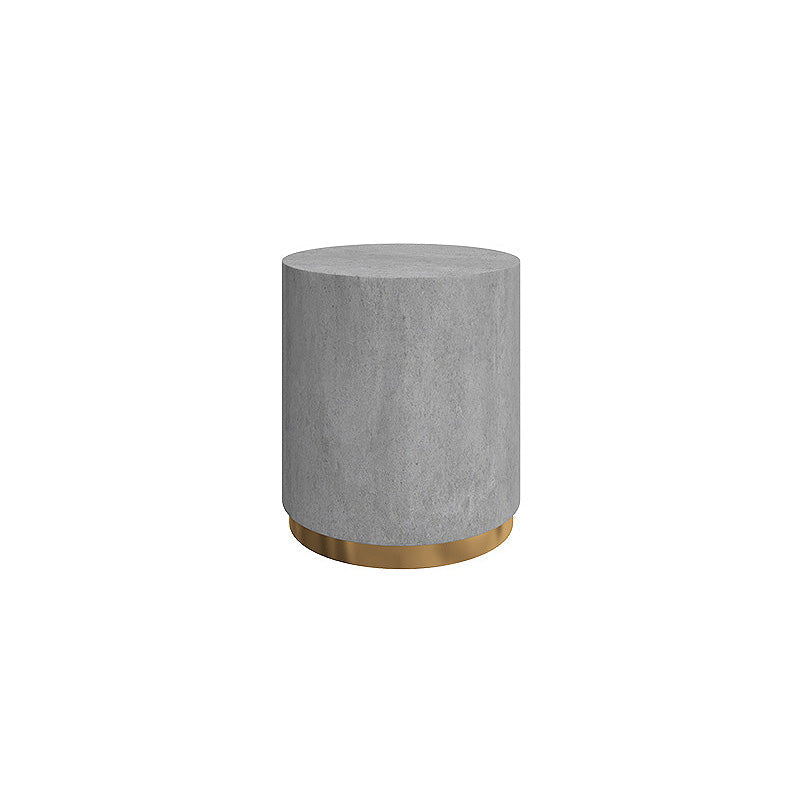 Drum Base Design Black/grey Marble Top Metal Base Round Coffee Table Grey-Gold 22"H x 16"L x 16"W Clearhalo 'Coffee & Accent Tables' 'Coffee Tables' 'coffee_tables' 'Furniture' 'furniture_coffee_tables' 'Living Room Furniture' 4972641
