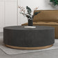 Drum Base Design Black/grey Faux Concrete Top Metal Base Round Coffee Table 31.5"L x 31.5"W x 16"H Black-Gold Clearhalo 'Coffee & Accent Tables' 'Coffee Tables' 'coffee_tables' 'furn' 'furn_coffee_tables' 'Furniture' 'Living Room Furniture' 4972647_b83637c5-e03c-4596-86b8-8105e24b68dc