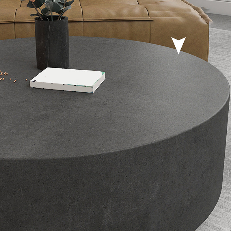Drum Base Design Black/grey Faux Concrete Top Metal Base Round Coffee Table Clearhalo 'Coffee & Accent Tables' 'Coffee Tables' 'coffee_tables' 'furn' 'furn_coffee_tables' 'Furniture' 'Living Room Furniture' 4972654_84f72a16-ac89-424e-bfbe-84b1d8c93b6d