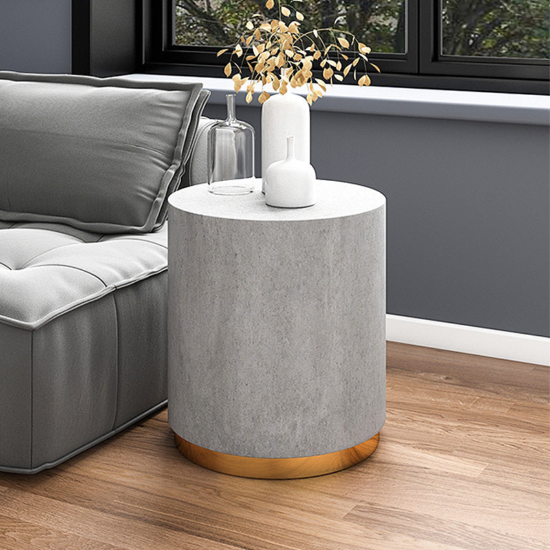 Drum Base Design Black/grey Marble Top Metal Base Round Coffee Table Clearhalo 'Coffee & Accent Tables' 'Coffee Tables' 'coffee_tables' 'Furniture' 'furniture_coffee_tables' 'Living Room Furniture' 4972656