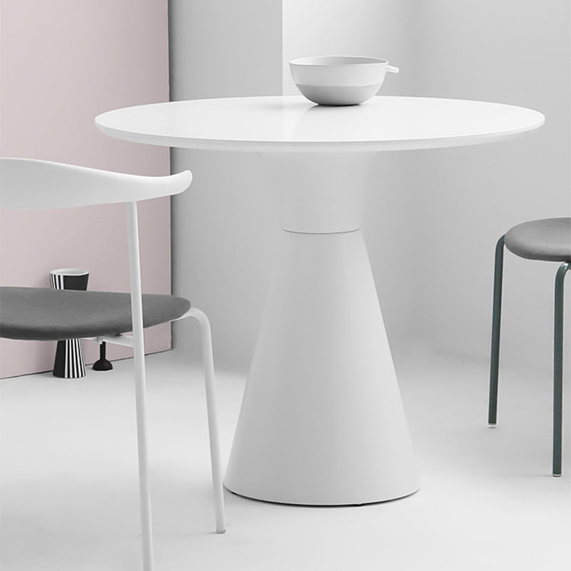 28.3 " H Single Leg Metal Base Solid Color Round Slate Coffee Table For Apartment 39.4"L x 39.4"W x 28.3"H White Clearhalo 'Coffee & Accent Tables' 'Coffee Tables' 'coffee_tables' 'furn' 'furn_coffee_tables' 'Furniture' 'furniture_coffee_tables' 'Living Room Furniture' 4972675