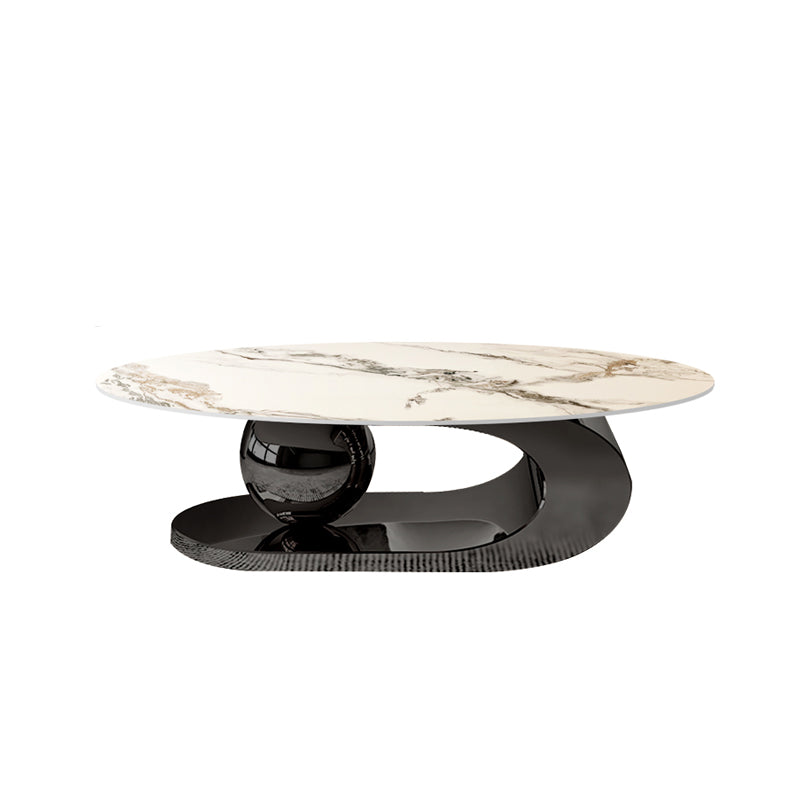 16.1" H Irregular Metal Base Round Slate Coffee Table For Living Room 47"L x 27.5"W x 16"H Black Clearhalo 'Coffee & Accent Tables' 'Coffee Tables' 'coffee_tables' 'furn' 'furn_coffee_tables' 'Furniture' 'furniture_coffee_tables' 'Living Room Furniture' 4972728