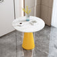 Modern Style Single Leg Base Solid Color Round Top Slate Coffee Table 27.6"L x 27.6"W x 29.5"H White-Yellow Clearhalo 'Coffee & Accent Tables' 'Coffee Tables' 'coffee_tables' 'furn' 'furn_coffee_tables' 'Furniture' 'furniture_coffee_tables' 'Living Room Furniture' 4972771