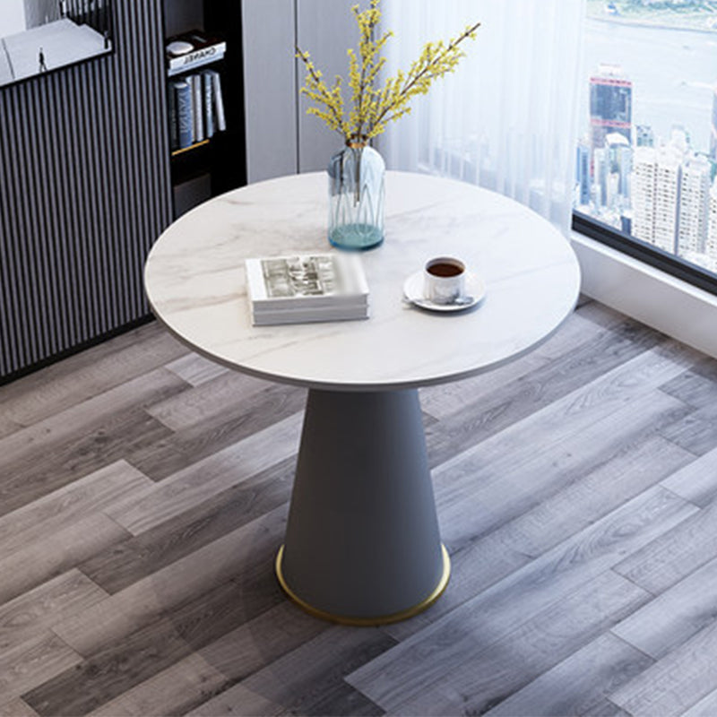 Modern Style Single Leg Base Solid Color Round Top Slate Coffee Table 27.6"L x 27.6"W x 29.5"H White-Gray Clearhalo 'Coffee & Accent Tables' 'Coffee Tables' 'coffee_tables' 'furn' 'furn_coffee_tables' 'Furniture' 'furniture_coffee_tables' 'Living Room Furniture' 4972773