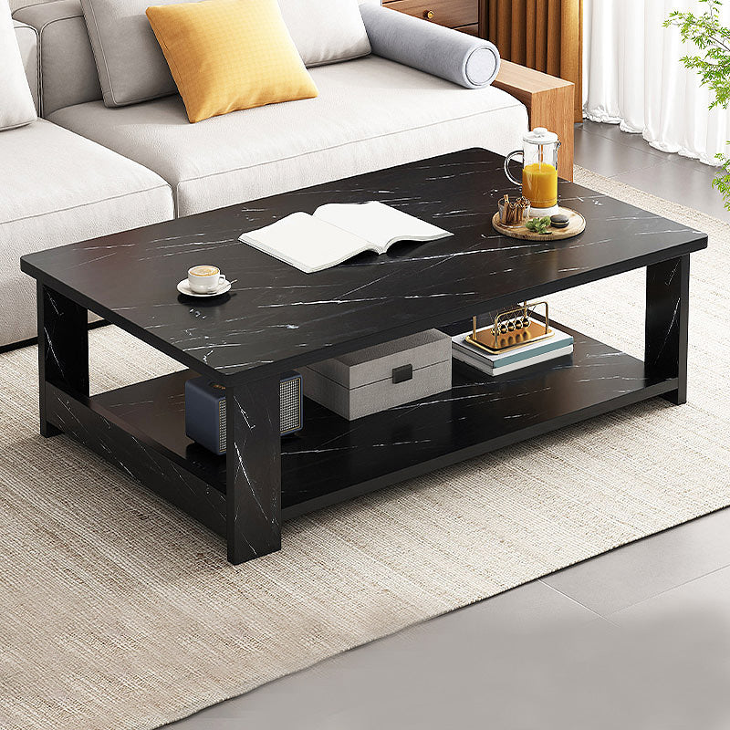 16.5"H Modern Style Wooden Base Top Rectangular Coffee Table 47"L x 24"W x 16.5"H Black Clearhalo 'Coffee & Accent Tables' 'Coffee Tables' 'coffee_tables' 'furn' 'furn_coffee_tables' 'Furniture' 'furniture_coffee_tables' 'Living Room Furniture' 4972813