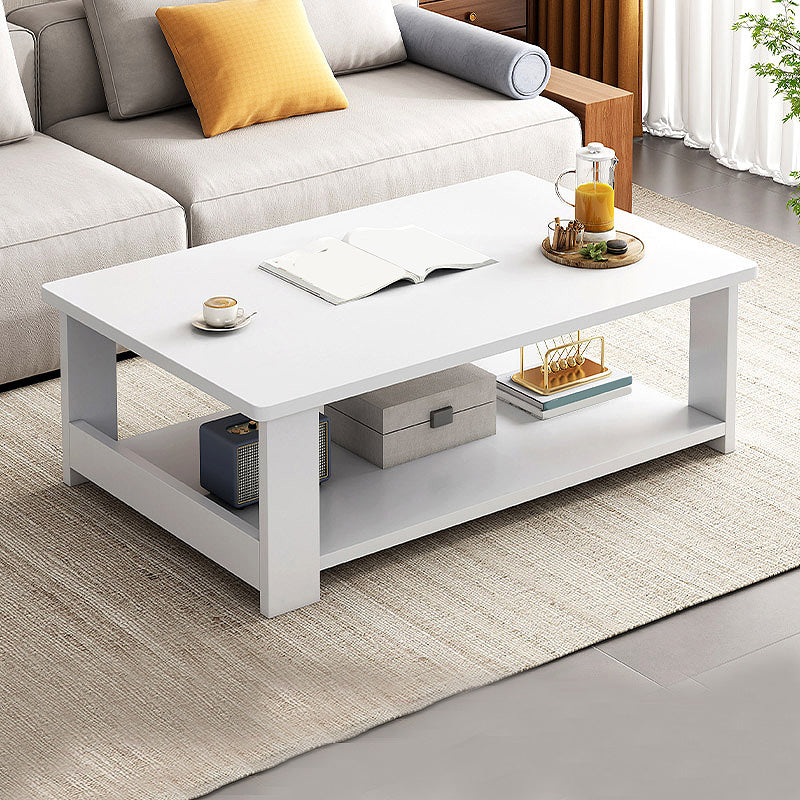 16.5"H Modern Style Wooden Base Top Rectangular Coffee Table 39.5"L x 19"W x 16.5"H White Clearhalo 'Coffee & Accent Tables' 'Coffee Tables' 'coffee_tables' 'furn' 'furn_coffee_tables' 'Furniture' 'furniture_coffee_tables' 'Living Room Furniture' 4972814