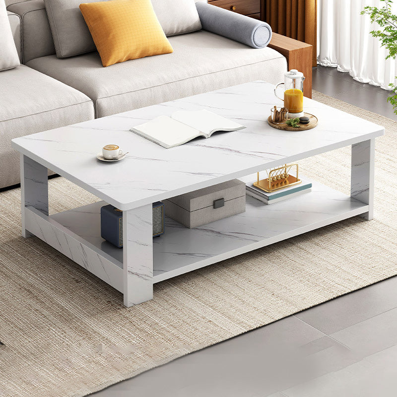 16.5"H Modern Style Wooden Base Top Rectangular Coffee Table 47"L x 24"W x 16.5"H Marble Clearhalo 'Coffee & Accent Tables' 'Coffee Tables' 'coffee_tables' 'furn' 'furn_coffee_tables' 'Furniture' 'furniture_coffee_tables' 'Living Room Furniture' 4972820